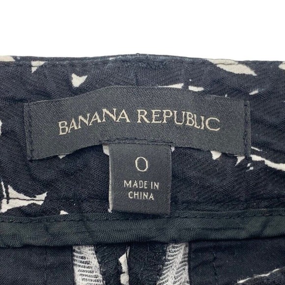 Banana Republic‎ Womens Black/White Textured Jacquard Boy Crop Pants Size 0 - Picture 2 of 7